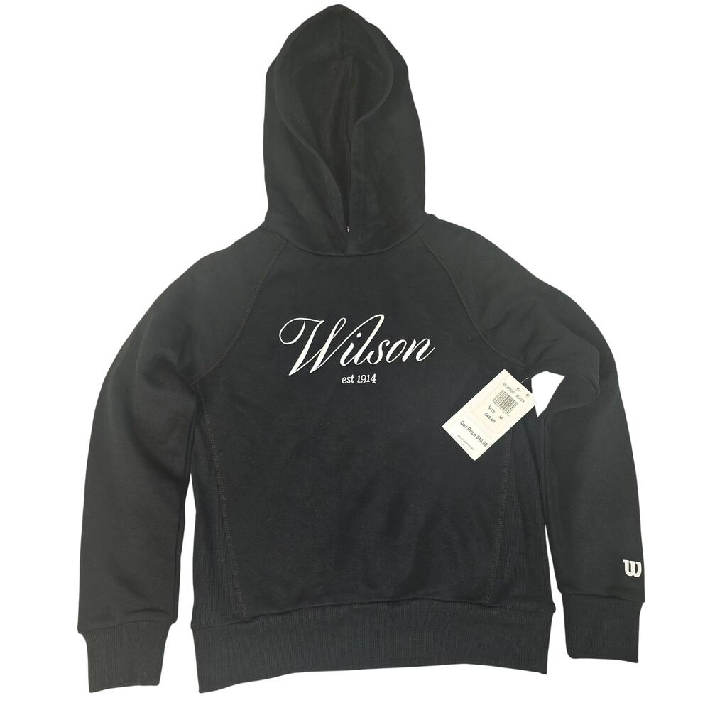 Wilson Hoodie Youth Medium Black Pullover Logo NWT